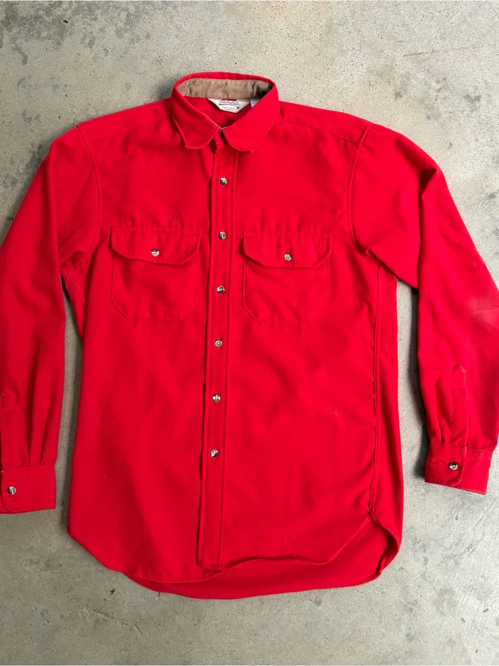 Vintage Cabela's Flannel Shirt Men's Size Medium Red with Corduroy Collar USA